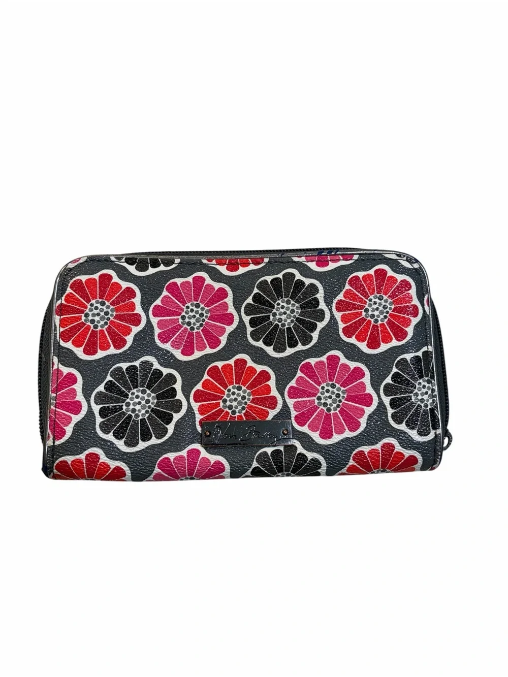 Vera Bradley Black Wallet with Red & Pink Floral Print